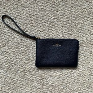 Coach Corner Zip Wristlet, Navy Blue